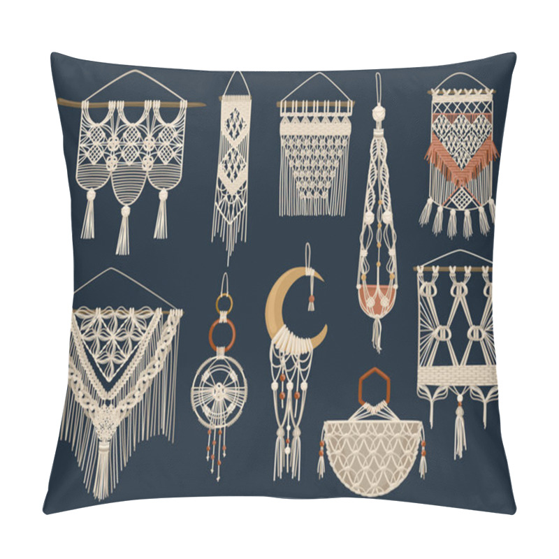 Personality  Handcrafted Macrame Icon Set Pillow Covers