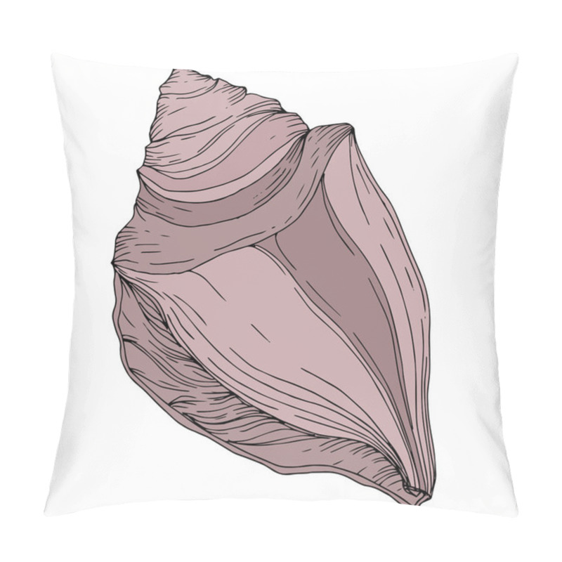 Personality  Summer Beach Seashell Tropical Elements. Black And White Engraved Ink Art. Isolated Shells Illustration Element. Pillow Covers