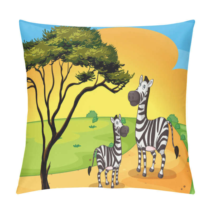 Personality  Two Zebra Under Tree Pillow Covers