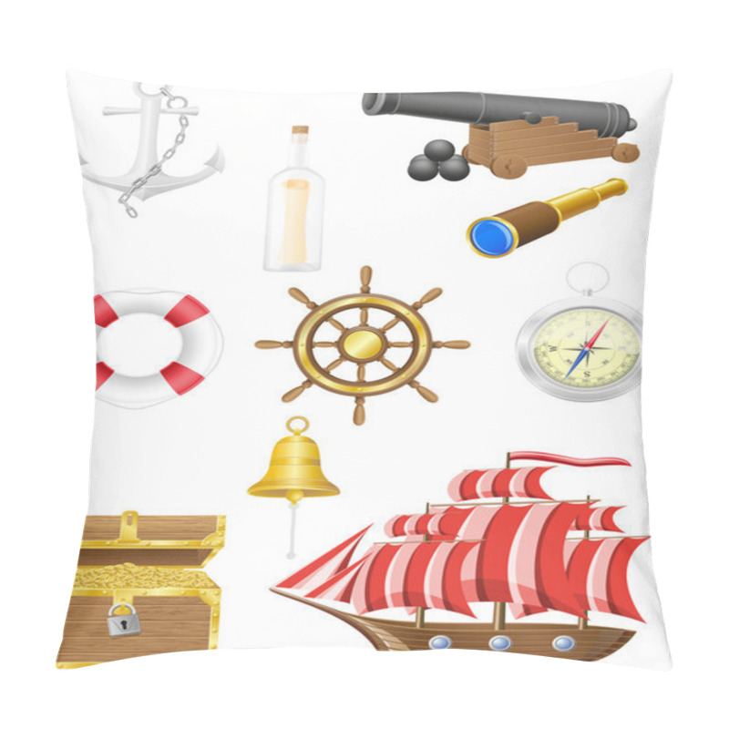 Personality  Set Of Sea Antique Icons Vector Illustration Pillow Covers