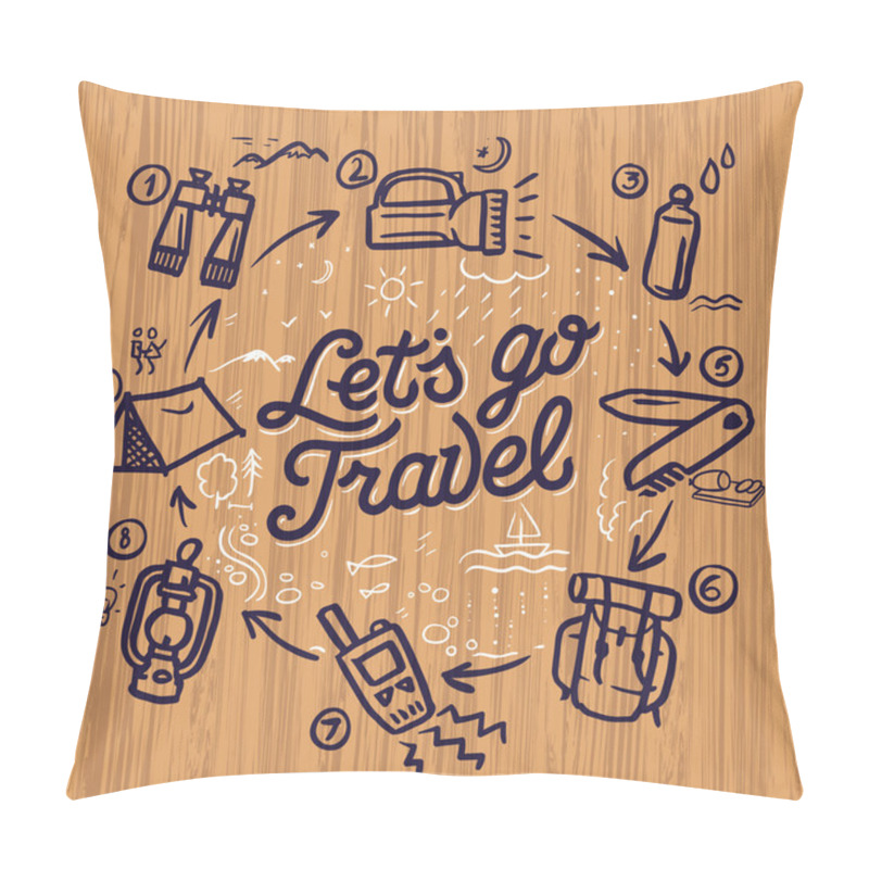 Personality  Travel And Adventure Theme Doodle Elements Pillow Covers