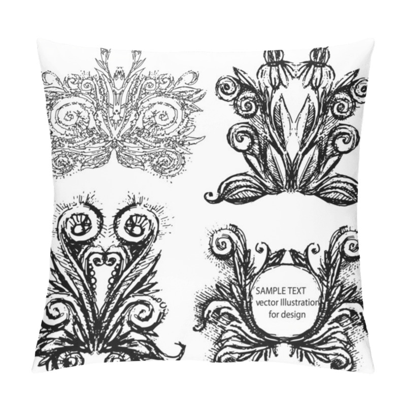 Personality  Hand Drawn Floral Background With Flowers, Greeting Vector Card For Retro Design Pillow Covers