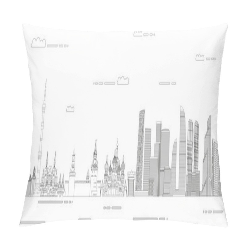 Personality  Moscow Cityscape Line Art Style Vector Poster Illustration. Travel Background Pillow Covers