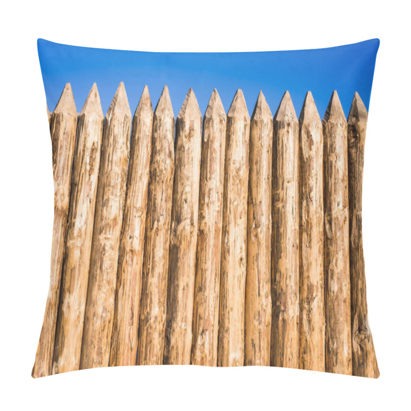 Personality  Wooden Fence Made Of Sharpened Planed Logs Pillow Covers