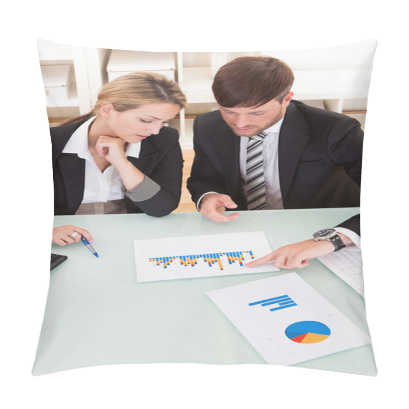 Personality  Business Colleagues Discussing A Bar Graph Pillow Covers