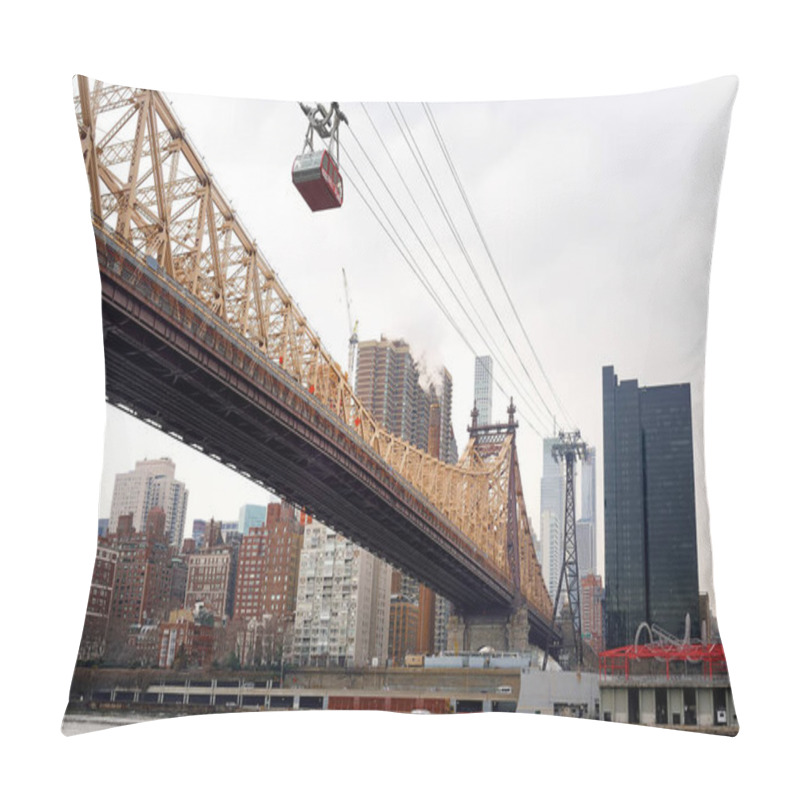 Personality  Ed Koch Queensboro Bridge From Manhattan To Queens And Famous Roosevelt Island Cable Tramway Pillow Covers