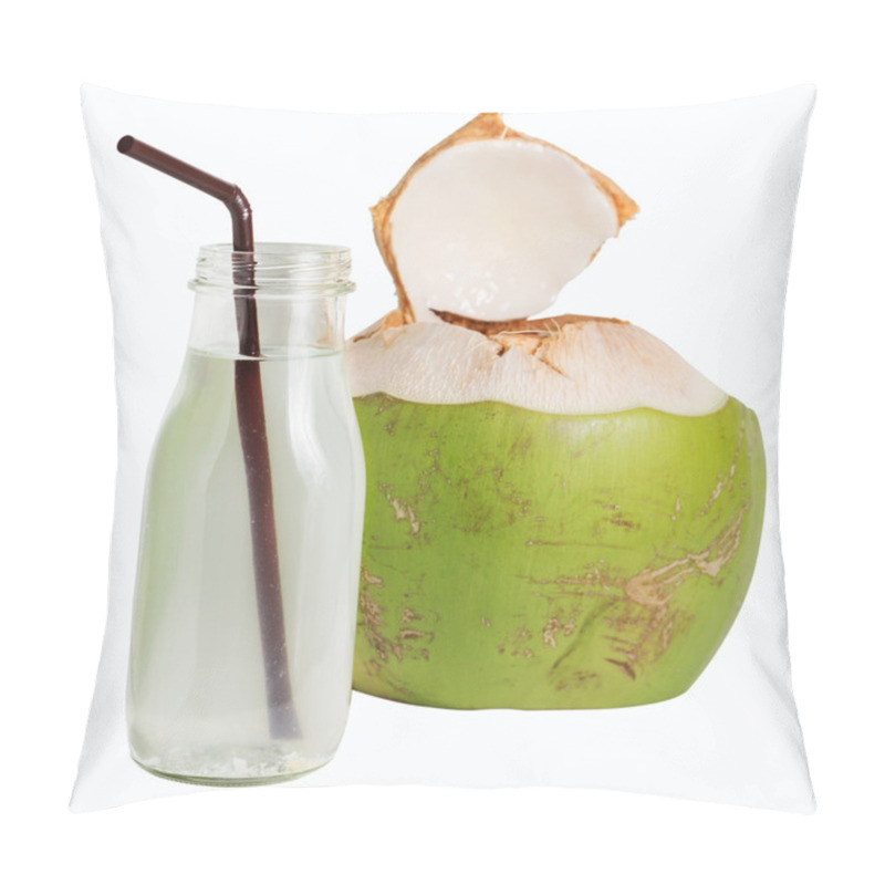 Personality  Coconut Water In Glass Bottle Isolated On White Pillow Covers