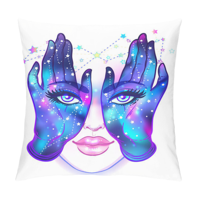 Personality  Mysterious Creature With Eyes On The Hands. Hand Drawn Illustrat Pillow Covers