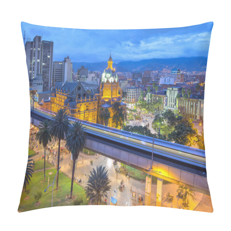 Personality  MEDELLIN, COLOMBIA - 06 OCTOBER 2016: View Of Downtown Medellin, Pillow Covers