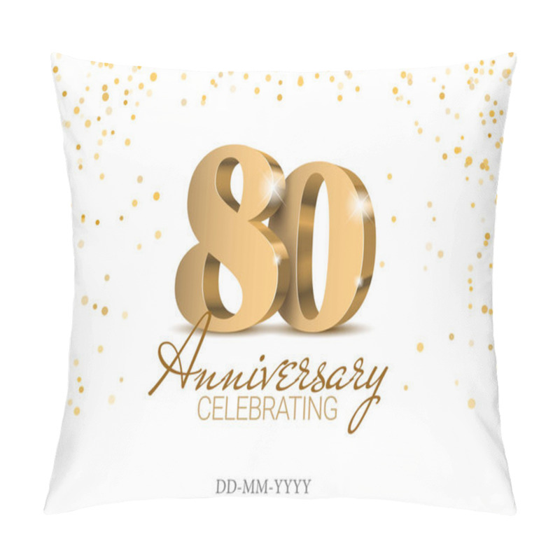 Personality  Anniversary 80. Gold 3d Numbers. Pillow Covers