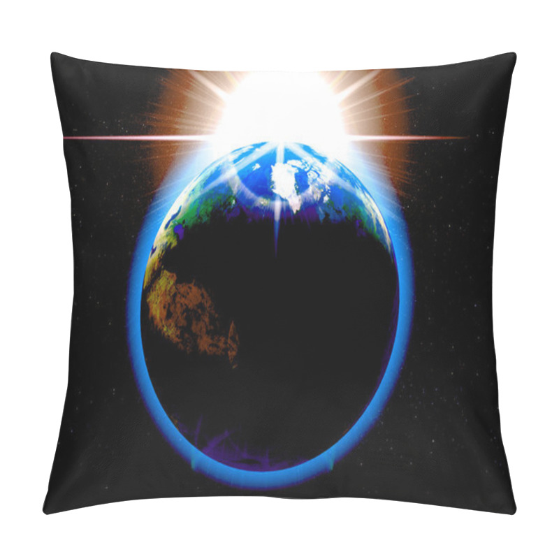 Personality  Earth With Rising Sun Illustration Pillow Covers