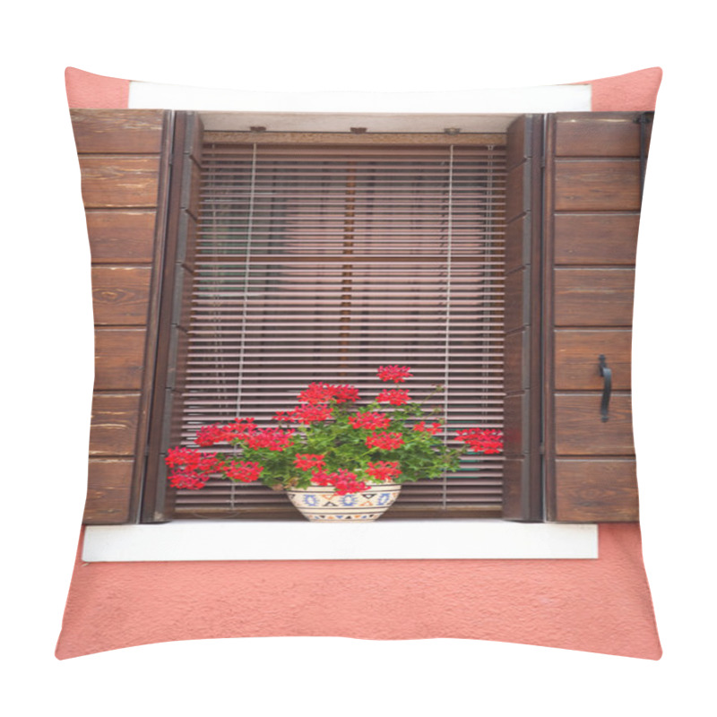 Personality  Old European Window / With Flowers And Wooden Shutters Pillow Covers