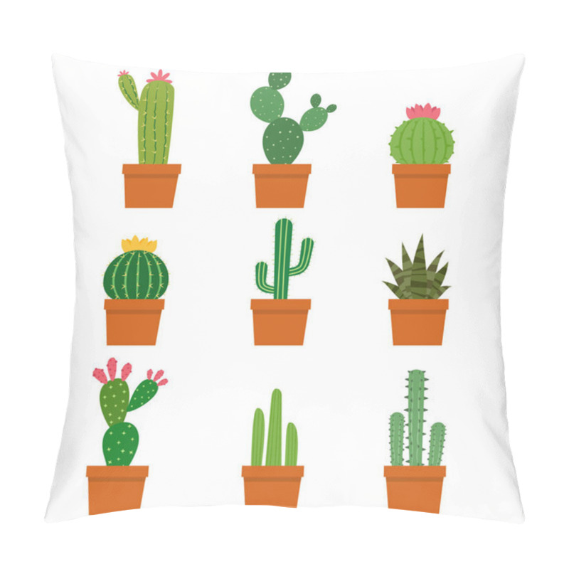 Personality  Cactus Plant Collections Vector Set Isolated On White Background Pillow Covers