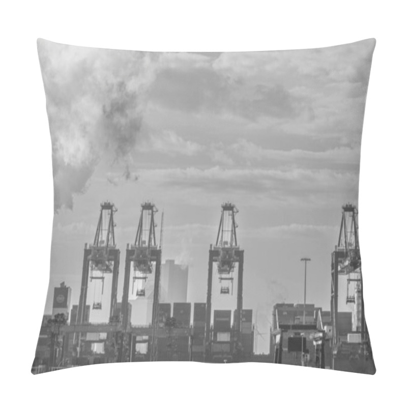 Personality  October 25, 2024. Maasvlakte Rotterdam, The Netherlands. The Harbour At The Maasvlakte, Rotterdam. Pillow Covers