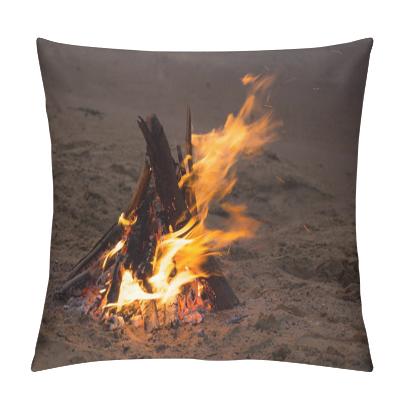 Personality  Bonfire On The Sandy Beach Pillow Covers