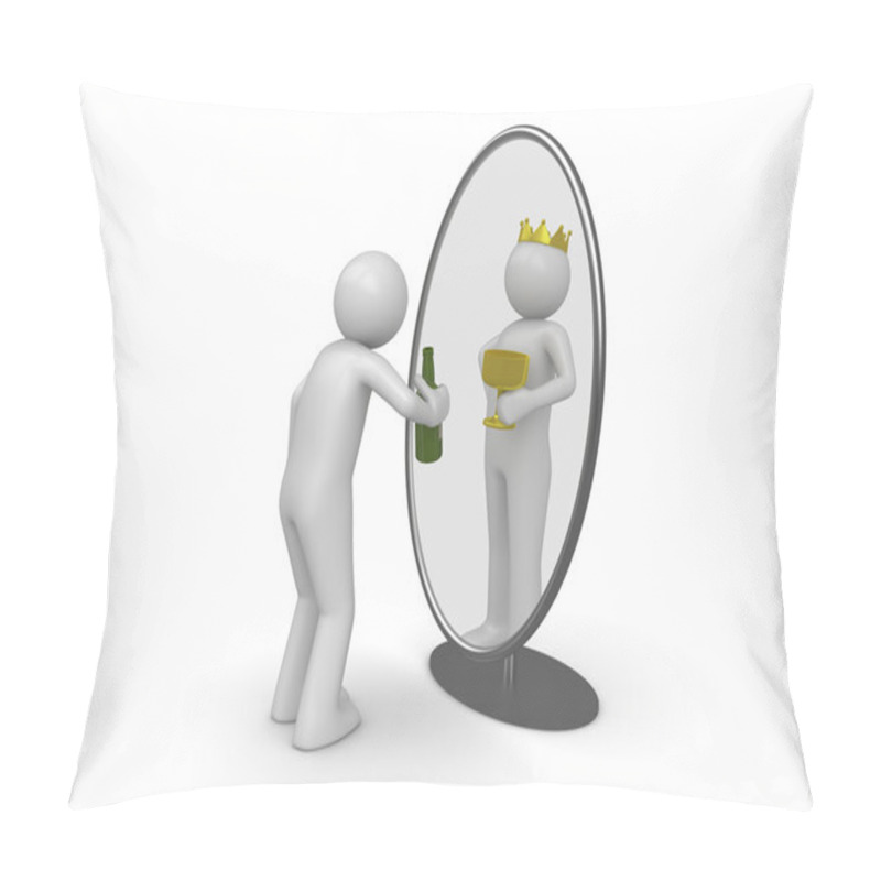 Personality  Narcissist - Man With Bottle King In Mirror Pillow Covers