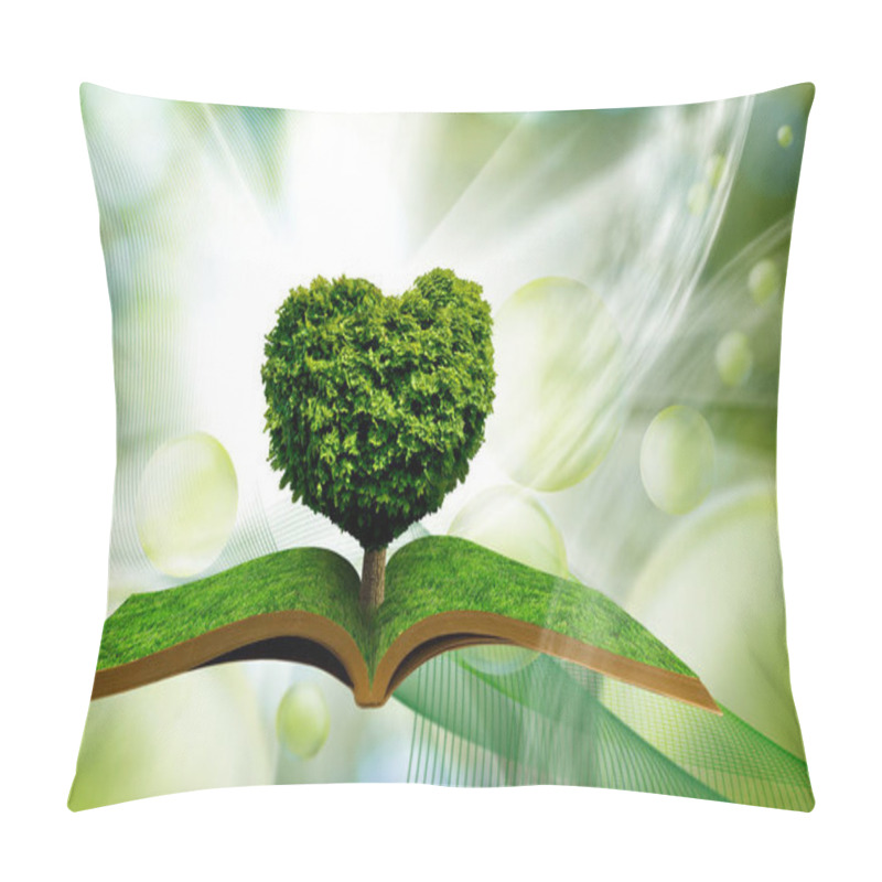 Personality  Image Of Tree In The Shape Of Heart On The Open Book Pillow Covers