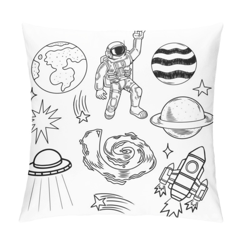 Personality  Space Set Design In Sketch Style Pillow Covers