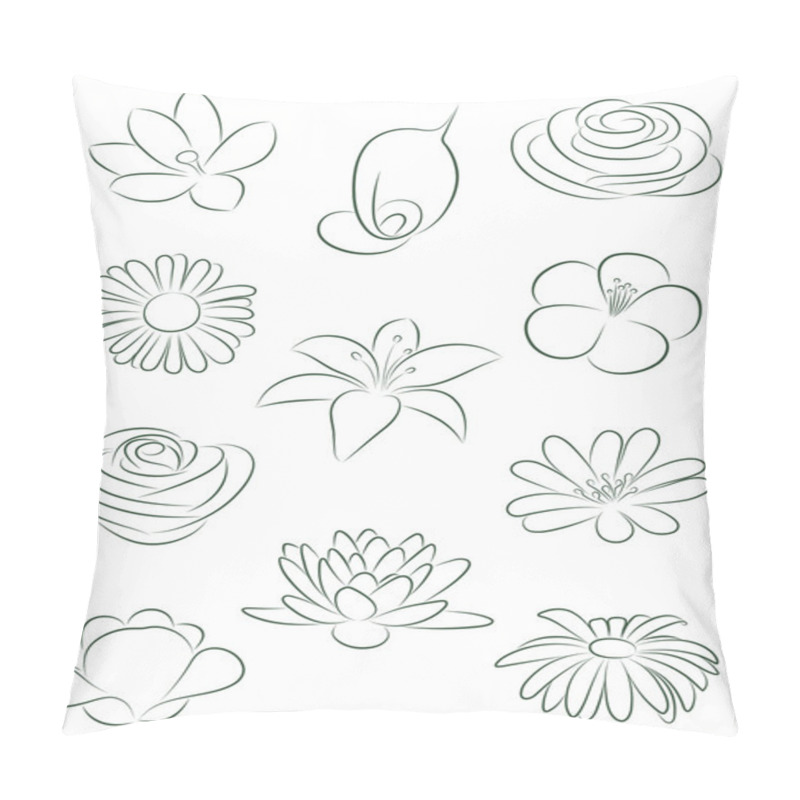 Personality  Set Of Flowers. Vector Illustration. Pillow Covers