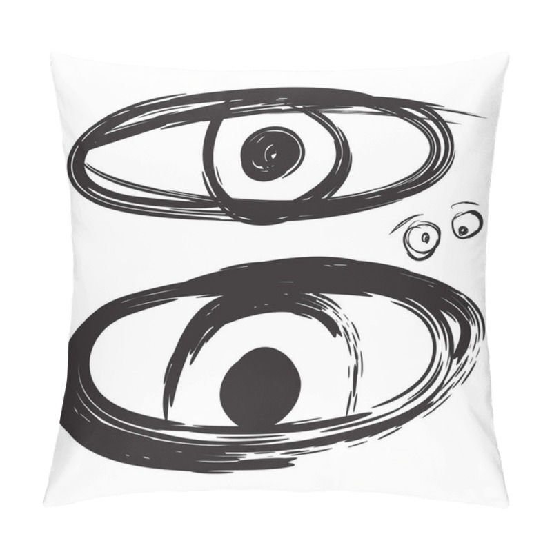 Personality  Hand Drawn Eye Set. Optical Doodle Sketch, Eyesight Drawing, Scribble Eyes Design Elements Engraved, Eyeball In Black White Retro Style, Eye Vector Illustration Pillow Covers