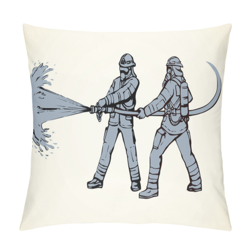 Personality  Firefighter. Vector Drawing Pillow Covers