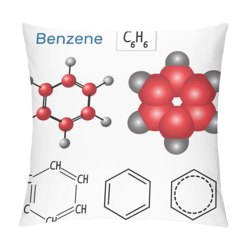 Personality  Benzene Molecule - Structural Chemical Formula And Model.  Pillow Covers