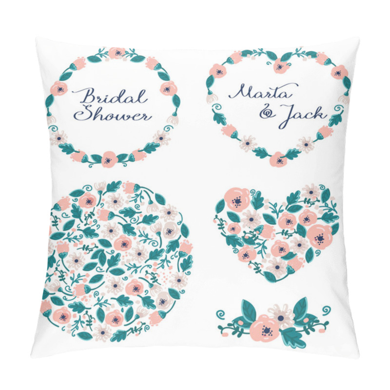 Personality  Wedding Graphic Set: Frames, Wreath And Flowers Pillow Covers