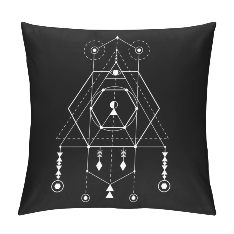 Personality  Sacred Geometry Forms, Shapes Of Lines, Logo, Sign, Symbol. Pillow Covers