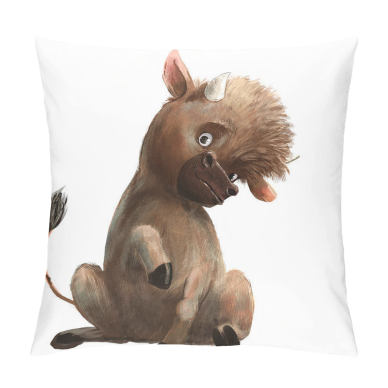 Personality  Cute Cartoon Little Calf On White Background Pillow Covers