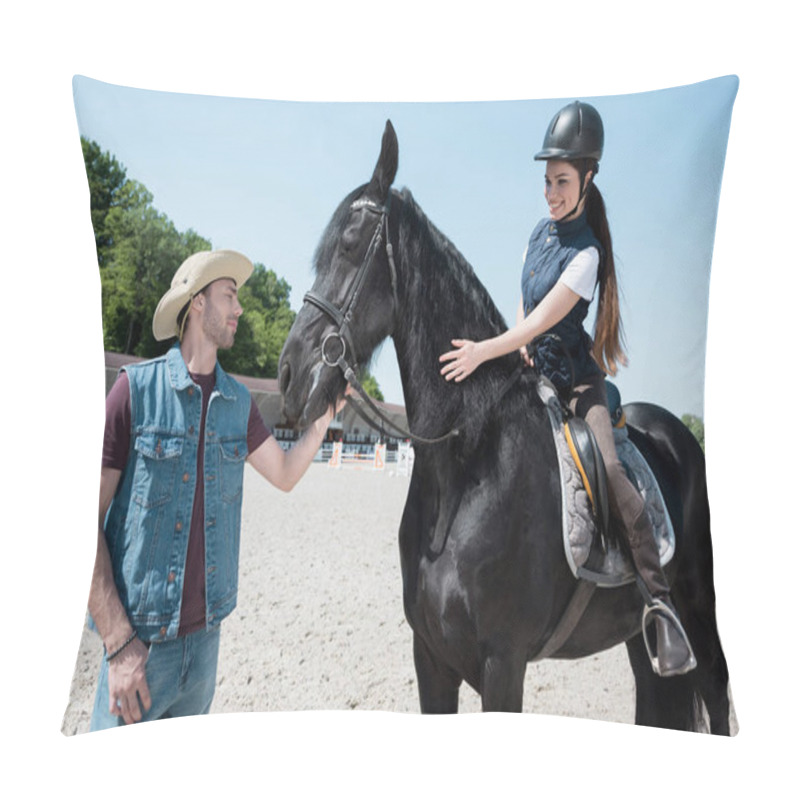 Personality  Young Couple Riding Horse  Pillow Covers