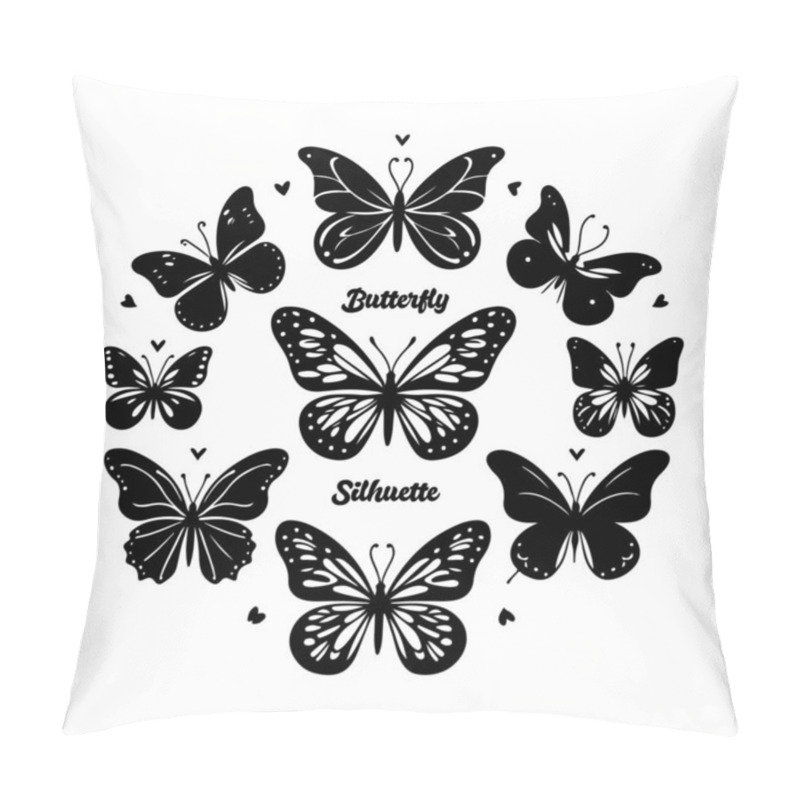 Personality  Whimsical Butterfly Silhouette In Elegant Motion Pillow Covers