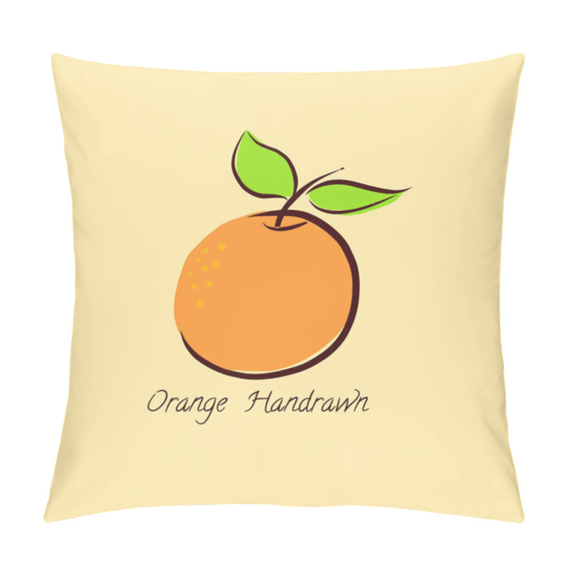 Personality  Orange  Hand Drawn Vector Icon Cartoon Style Isolated On Yellow Background. Vector Illustration. Orange Isolated Black And Color Icons Vector Silhouette. Fruit, Food, Vector Flat Style Pillow Covers