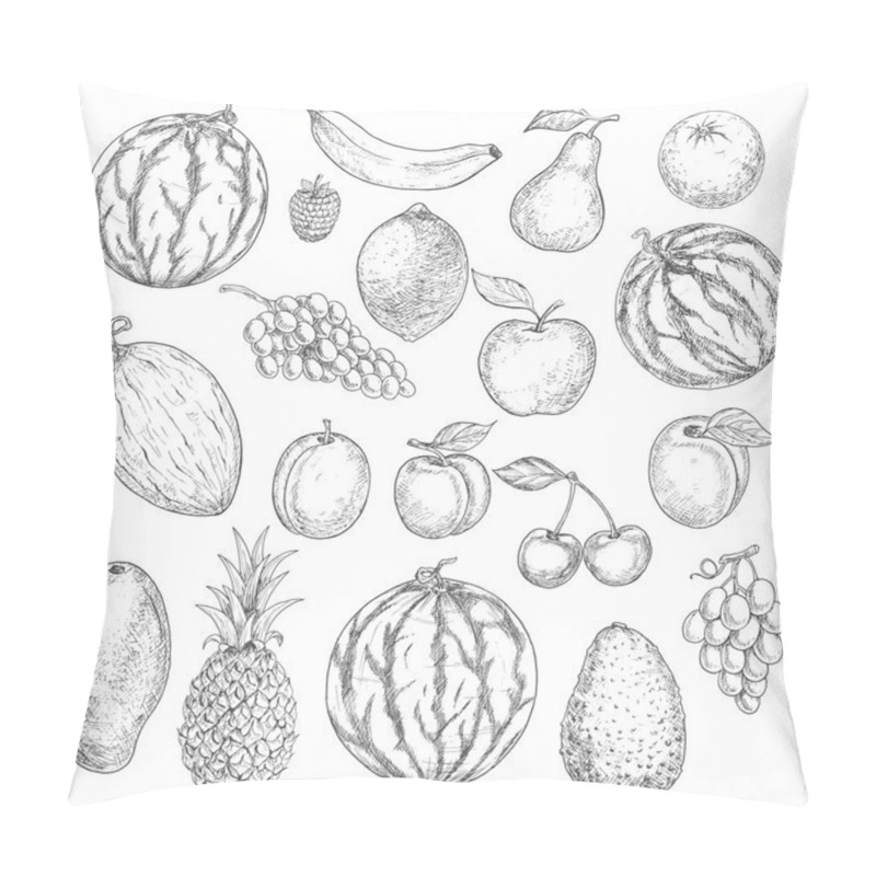 Personality  Delicious Fresh Harvested Summer Fruits Sketches Pillow Covers