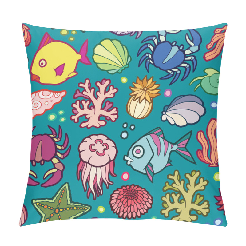 Personality  Seamless Vector Pattern Marine Animals And Plants Pillow Covers