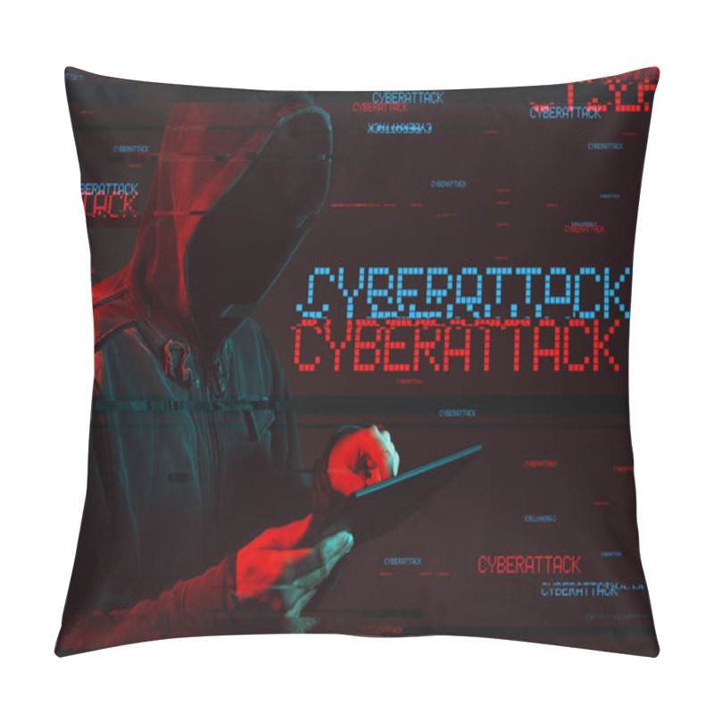 Personality  Cyberattack  Concept With Faceless Hooded Male Person Pillow Covers