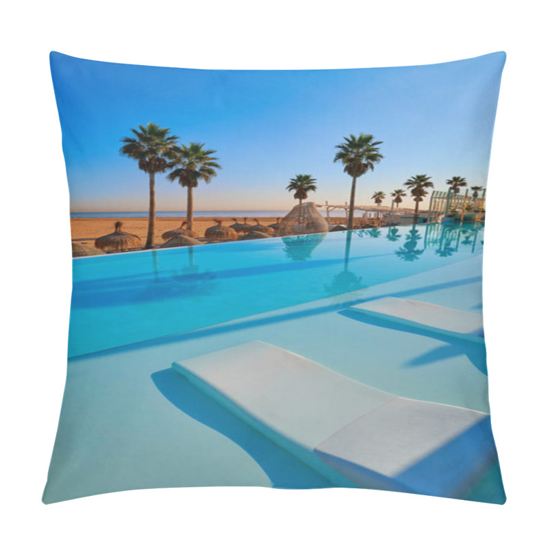 Personality  Resort Infinity Pool In A Beach With Palm Trees Pillow Covers