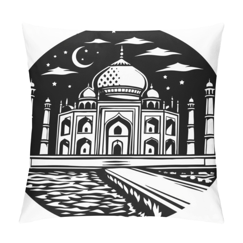 Personality  A Graceful Silhouette Of The Taj Mahal, Symbolizing Love And Architectural Brilliance. Perfect For Cultural, Historical, And Travel-themed Projects. Pillow Covers