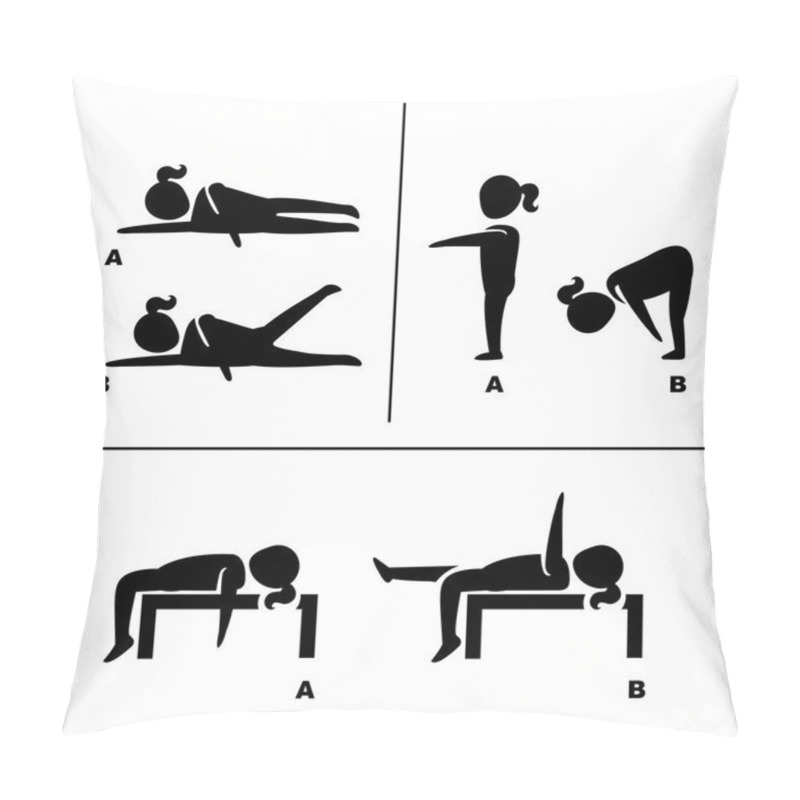 Personality  Exercise Poses For Healthy Pictograms Illustration Pillow Covers