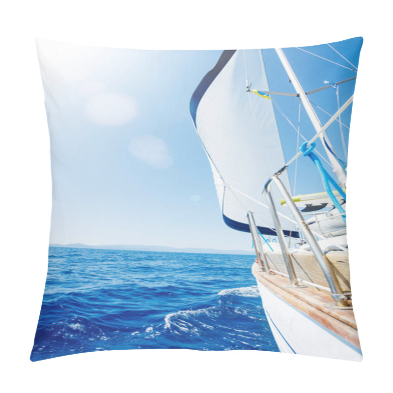 Personality  Sailing. Ship Yachts With White Sails In The Open Sea. Pillow Covers