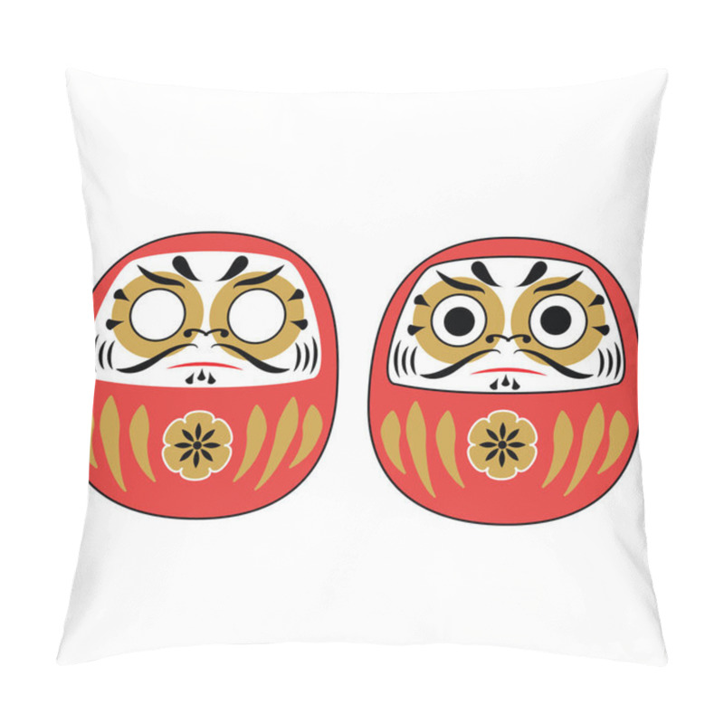 Personality  Japanese Daruma Dolls With And Without Eyes. Traditional Red Mascot For Asian New Year Holidays Pillow Covers