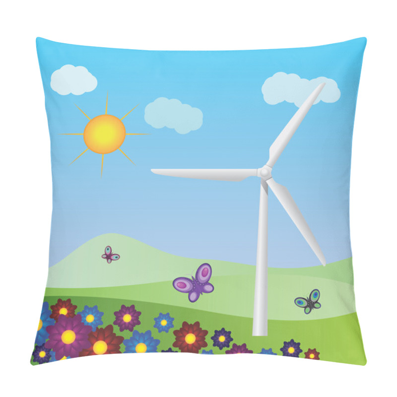 Personality  Wind Turbine Landscape Pillow Covers