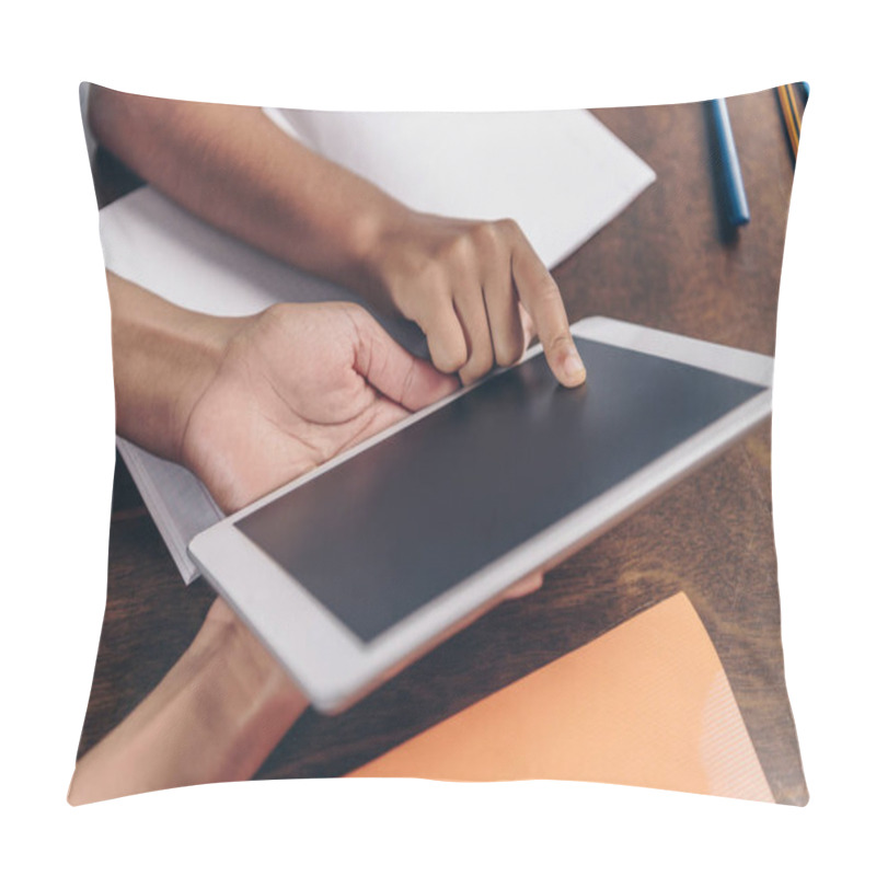 Personality  Female Hands Holding Digital Tablet Pillow Covers