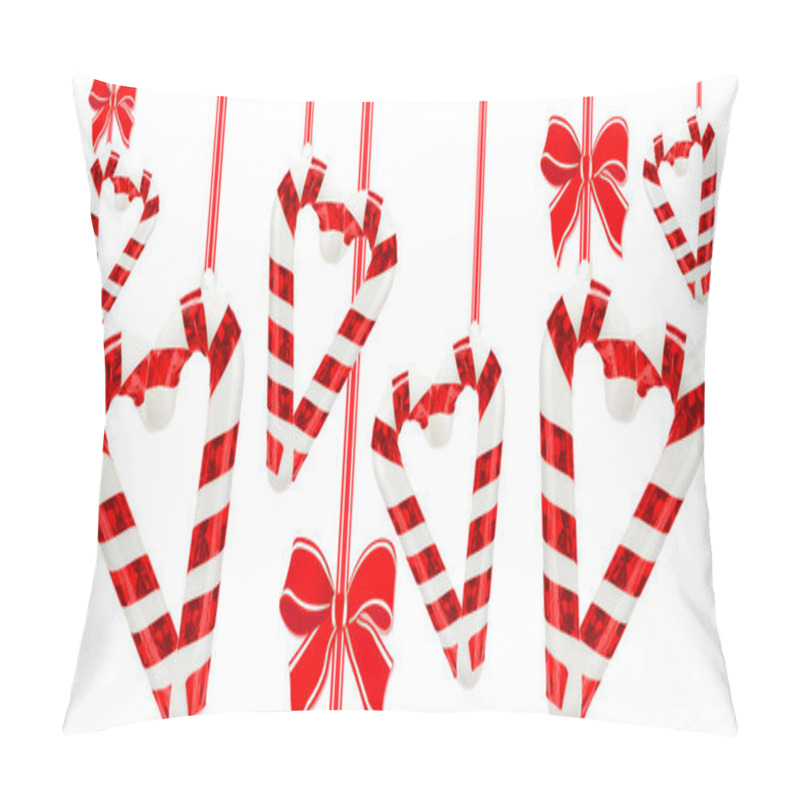 Personality  Hearts From Candy Canes And Red Bows Pillow Covers