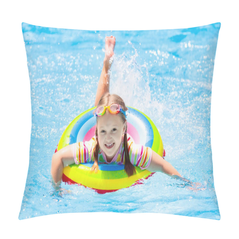 Personality  Child In Swimming Pool. Kids Swim. Water Play. Pillow Covers