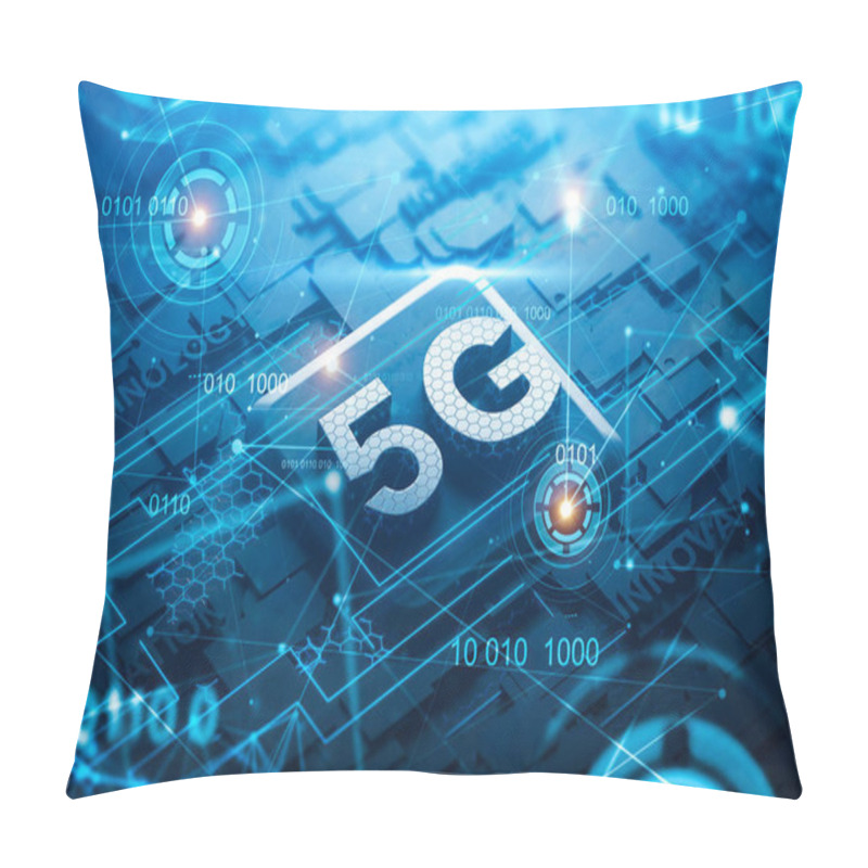 Personality  5G Circuit Board With Network Hologram And HUD Pillow Covers