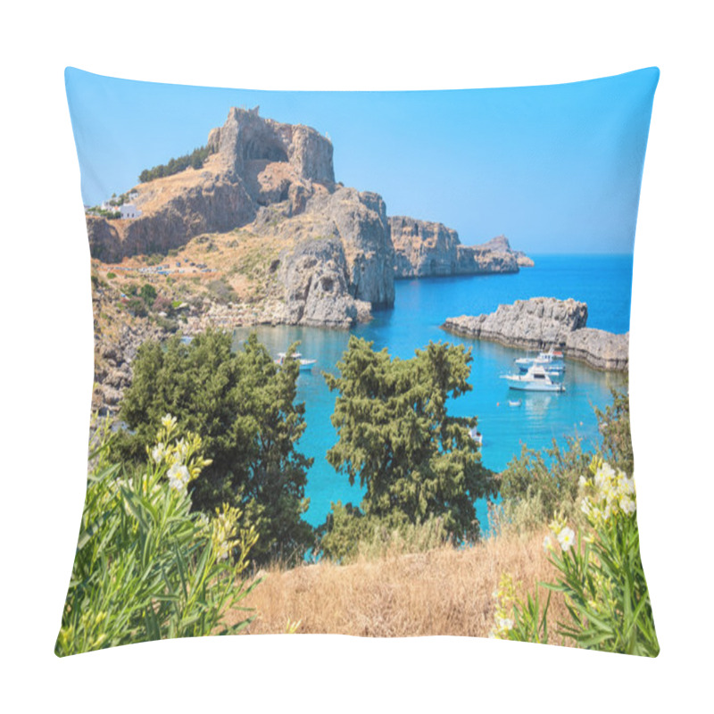 Personality  St Pauls Bay. Lindos, Rhodes, Greece Pillow Covers