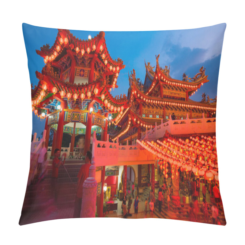 Personality  Thean Hou Temple In Kuala Lumpur At Night During Chinese New Year Pillow Covers