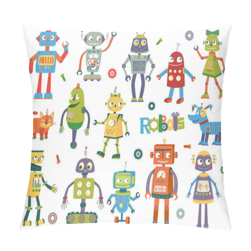 Personality  Set Of Vector Robots Pillow Covers