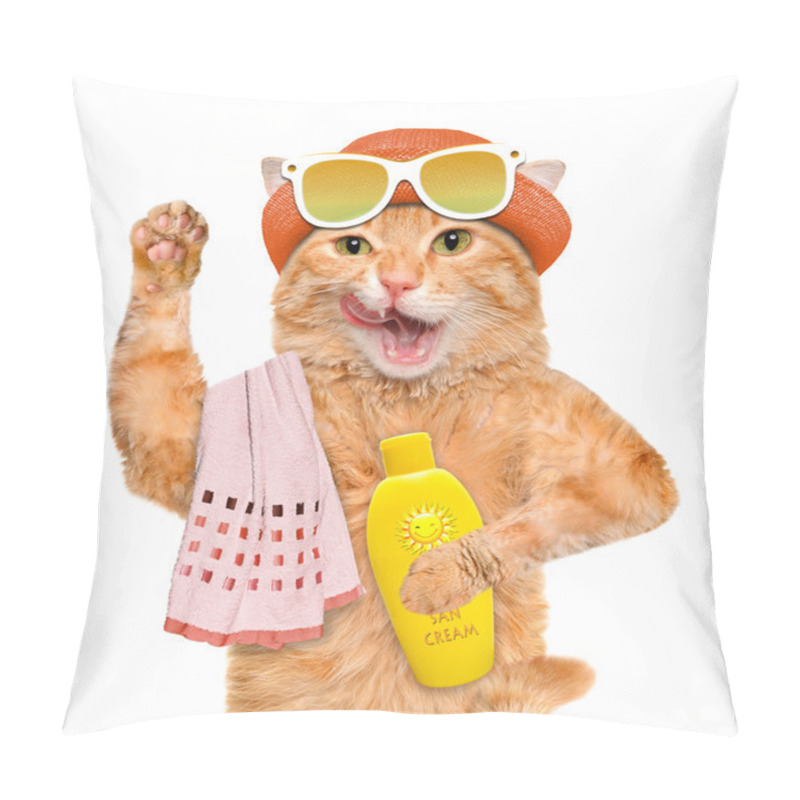 Personality  Cat With Sunblock. Pillow Covers