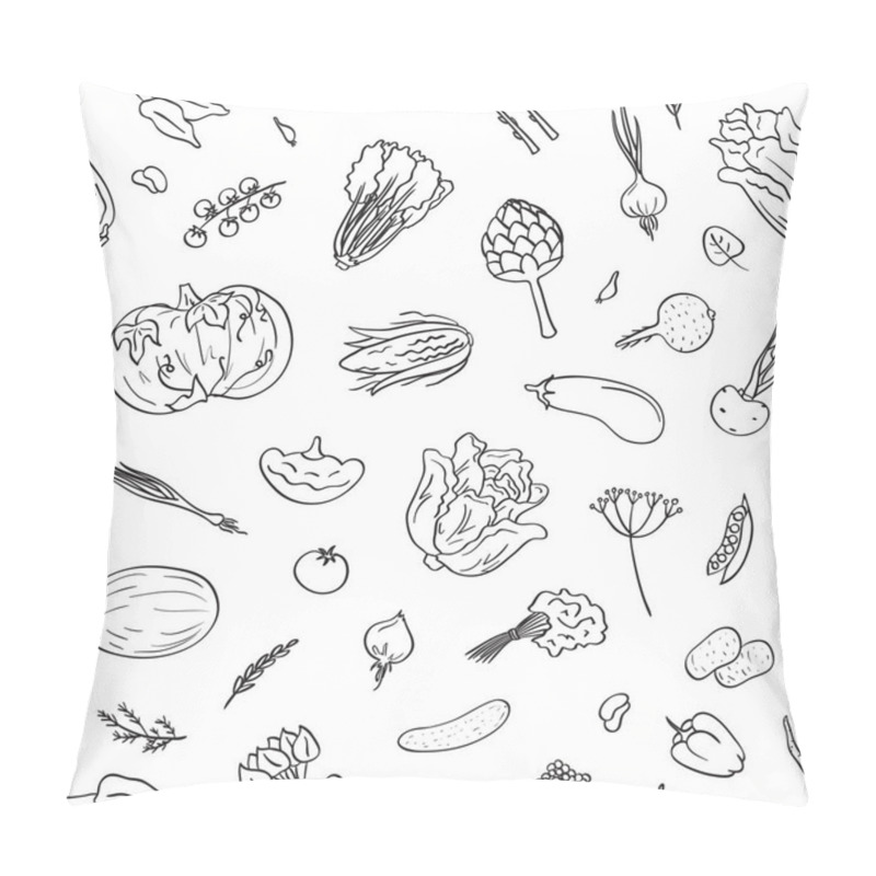 Personality  Vector Hand Drawn Doodle Vegetables Icons Pattern Or Background Illustration Pillow Covers